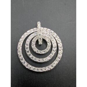 Triple Silver Tone Circle Crystal Eternity Pendant Nolan Miller